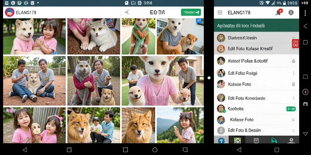 Tampilan antarmuka aplikasi ELANG178 untuk membuat kolase foto yang kreatif.