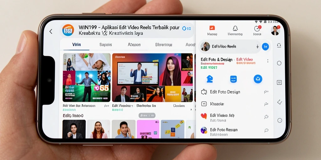 Antarmuka aplikasi WIN199 yang mudah digunakan untuk Edit Video Reels.