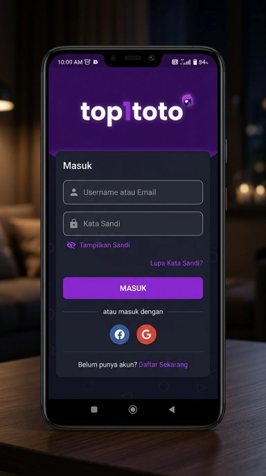 Tampilan halaman login top1toto