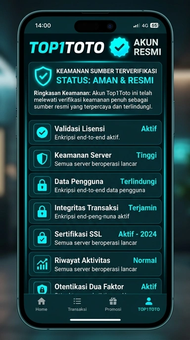 Tampilan kanal resmi top1toto