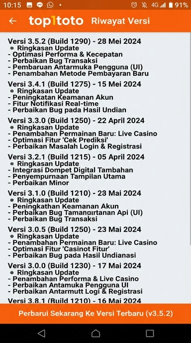 Tampilan riwayat versi top1toto